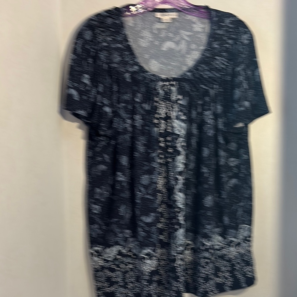 Style & Company Navy Blue and White short sleeve top
